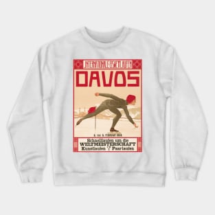 Davos, Switzerland: 1908 Speed Skating World Championship - Vintage Swiss Poster Crewneck Sweatshirt